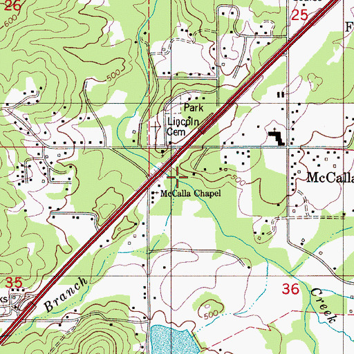 Topographic Map of Cox Spring Branch, AL