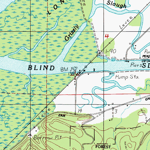 Topographic Map of Blind Slough (historical), OR