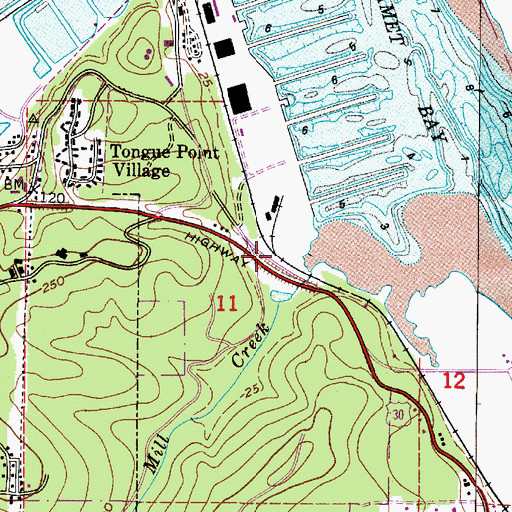 Topographic Map of Mill Creek Naval Spur (historical), OR