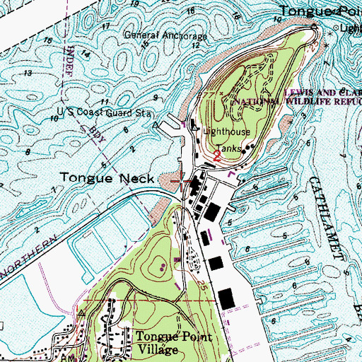 Topographic Map of Tongue Point, OR
