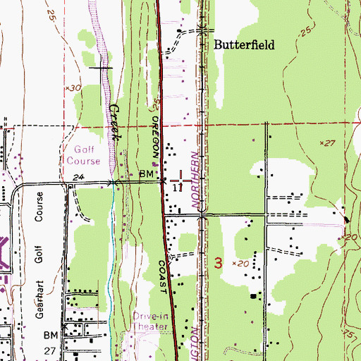 Topographic Map of Bayview Transit Mix (historical), OR