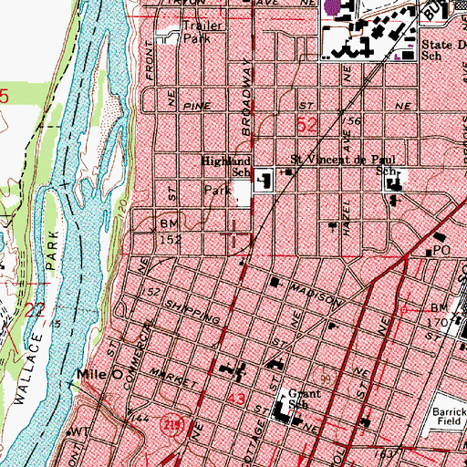 Topographic Map of Highland Station (historical), OR