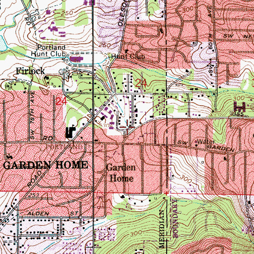 Topographic Map of Garden Home Station (historical), OR