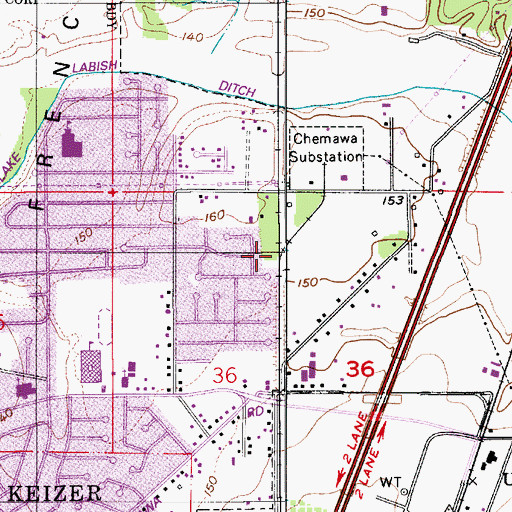 Topographic Map of Chemawa BPA Spur (historical), OR