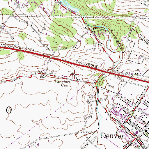 Topographic Map of Fairview Cemetery, PA