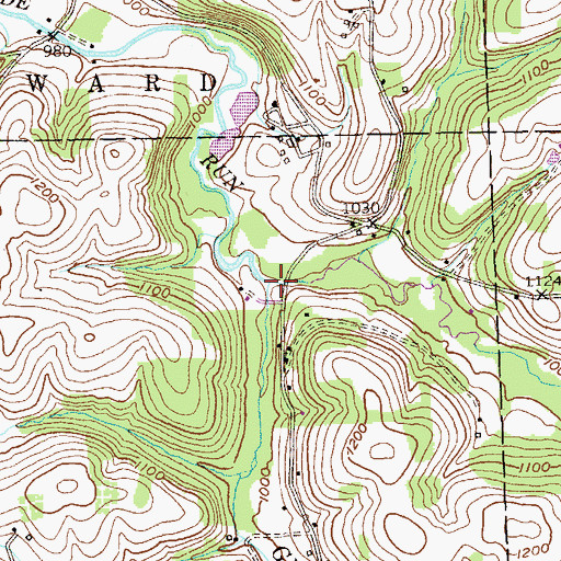 Topographic Map of Glade Run, PA