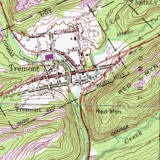 Topographic Map of Middle Creek, PA
