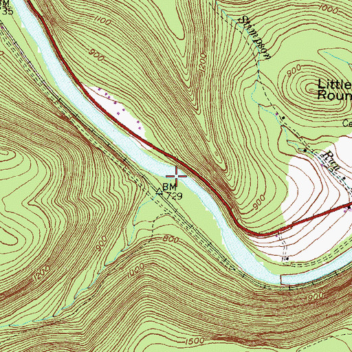 Topographic Map of Moccasin Run, PA