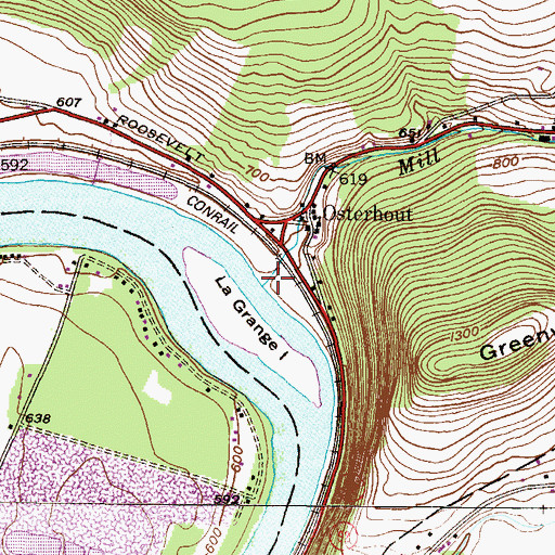 Topographic Map of Mill Run, PA