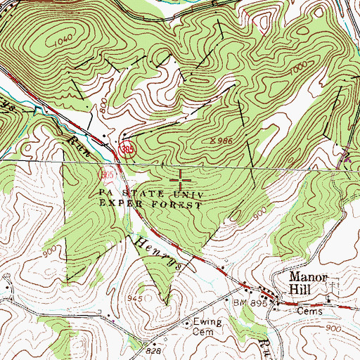 Topographic Map of Pennsylvania State University Experimental Forest, PA
