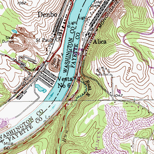 Topographic Map of Rush Run, PA