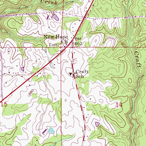 Topographic Map of Craft School, AL