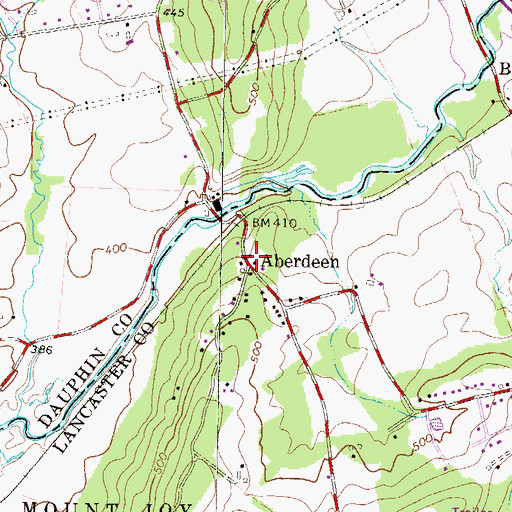 Topographic Map of Aberdeen, PA