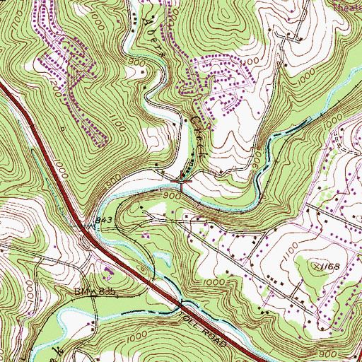 Topographic Map of Abers Creek, PA