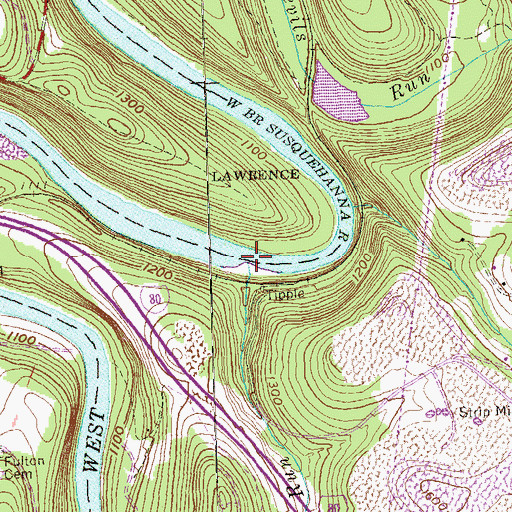 Topographic Map of Abes Run, PA