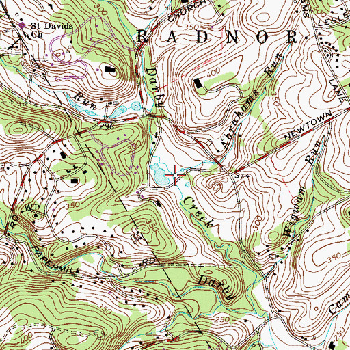 Topographic Map of Abrahams Run, PA