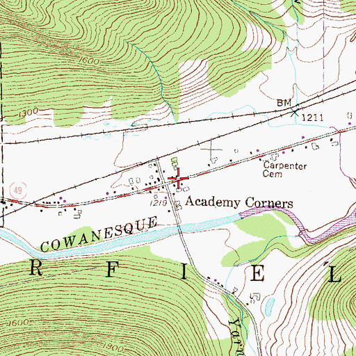 Topographic Map of Academy Corners, PA