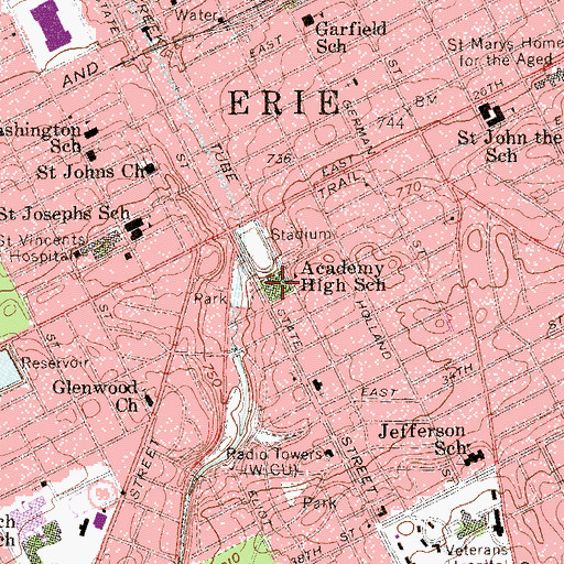 Topographic Map of Northwest Pennsylvania Collegiate Academy, PA