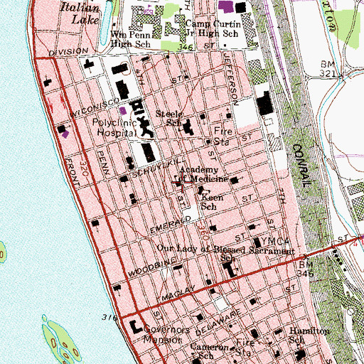 Topographic Map of Academy of Medicine, PA