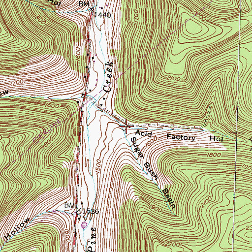 Topographic Map of Acid Factory Hollow, PA