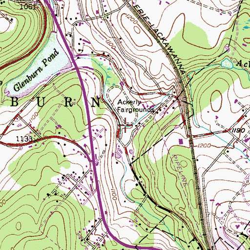 Topographic Map of Ackerly Creek, PA