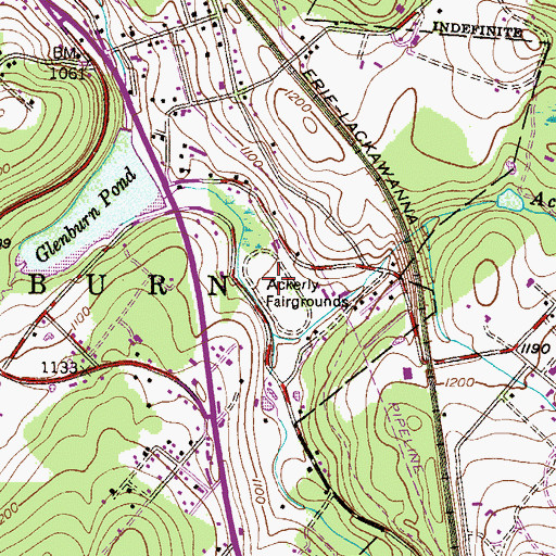 Topographic Map of Ackerly Fairgrounds, PA