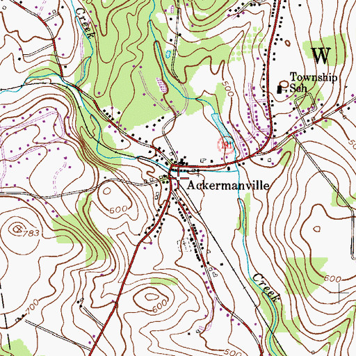 Topographic Map of Ackermanville, PA