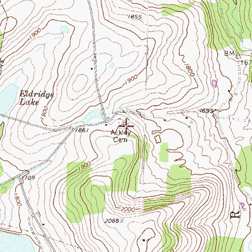 Topographic Map of Ackley Cemetery, PA