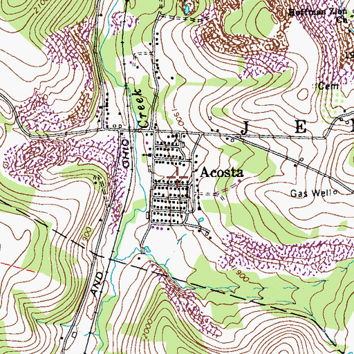 Topographic Map of Acosta, PA
