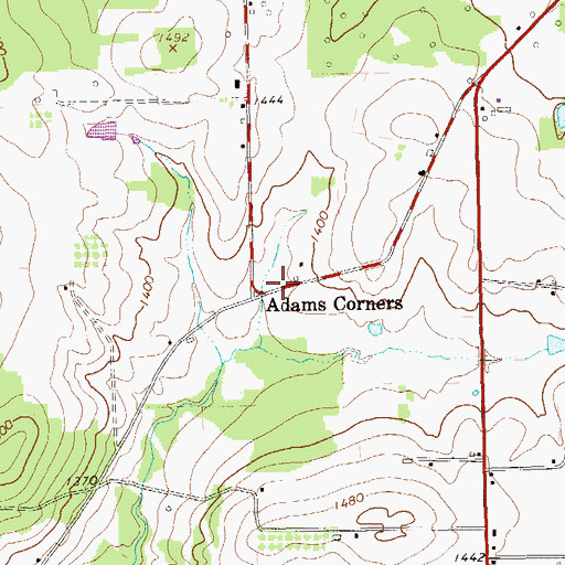 Topographic Map of Adams Corners, PA