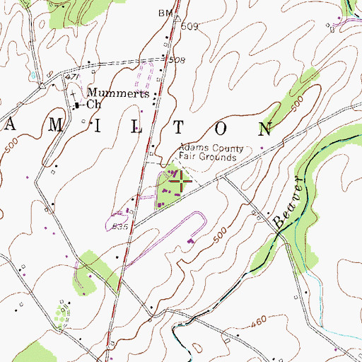 Topographic Map of Adams County Fair Grounds, PA