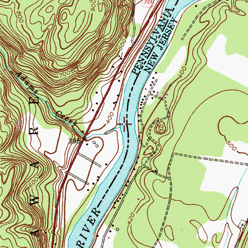 Topographic Map of Adams Creek, PA