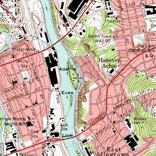 Topographic Map of Adams Island, PA