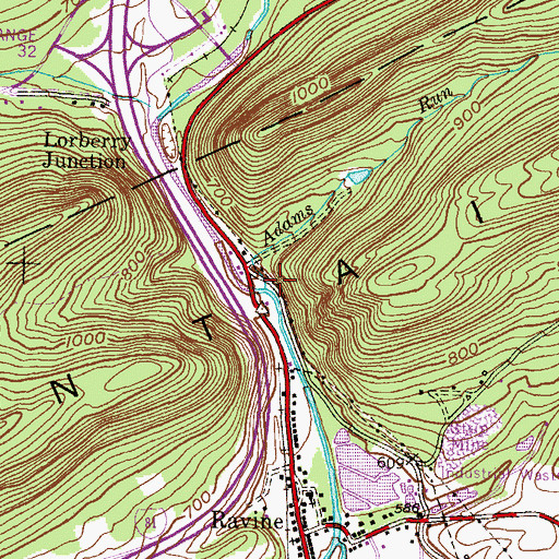 Topographic Map of Adams Run, PA