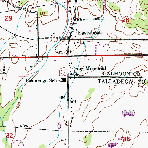 Topographic Map of Craig Memorial United Methodist Church, AL