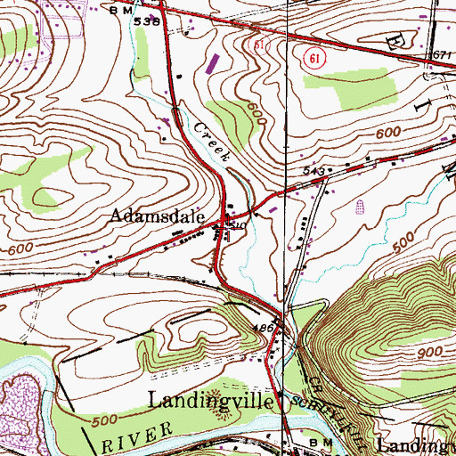 Topographic Map of Adamsdale, PA