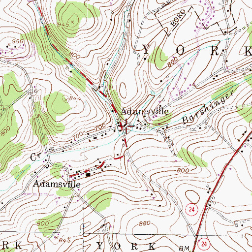 Topographic Map of Adamsville, PA