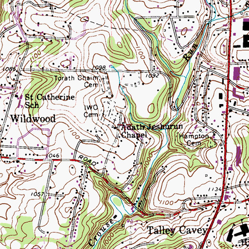 Topographic Map of Adath Jeshurun Chapel, PA