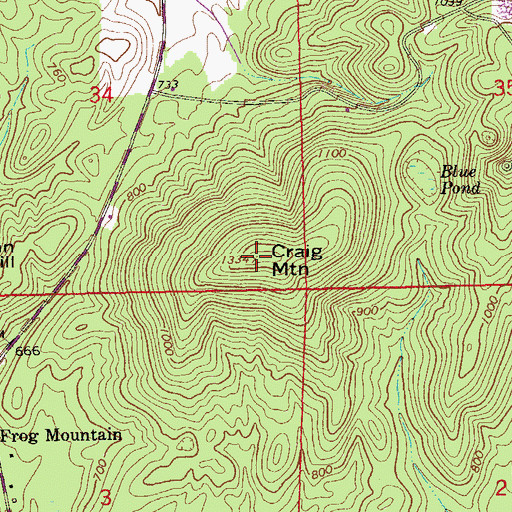 Topographic Map of Craig Mountain, AL