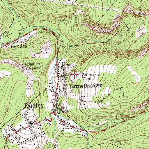 Topographic Map of Ave Maria Cemetery, PA