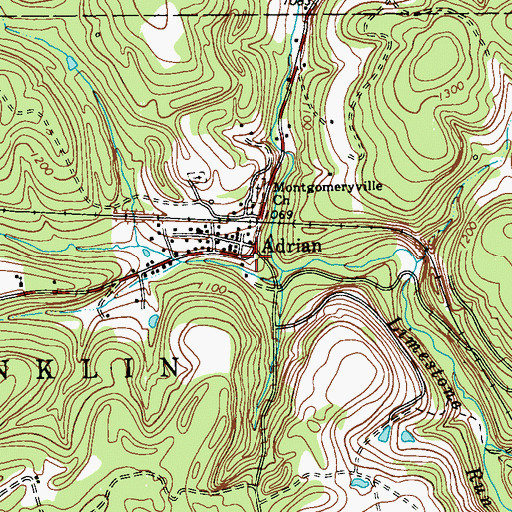 Topographic Map of Adrian, PA