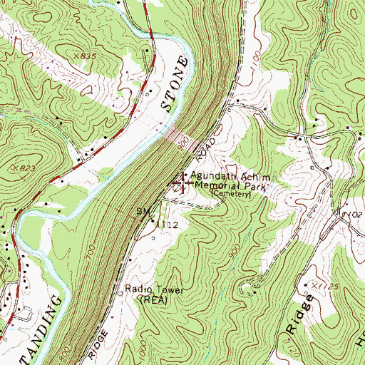 Topographic Map of Agudath Achim Memorial Park, PA