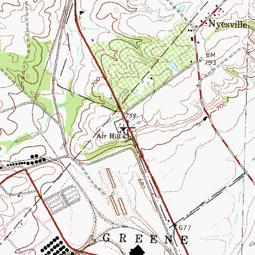 Topographic Map of Air Hill Church, PA