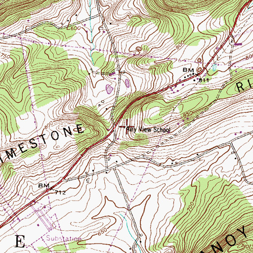 Topographic Map of Airy View School, PA