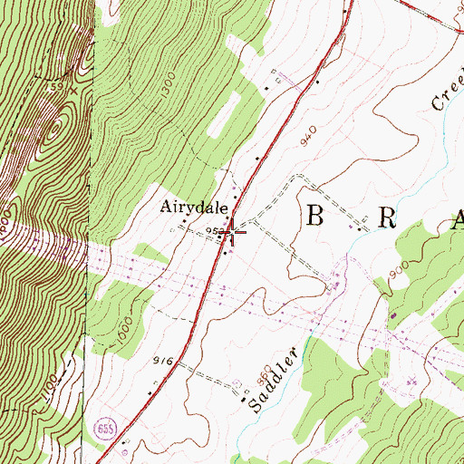 Topographic Map of Airydale, PA