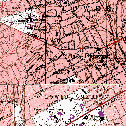 Topographic Map of Akiba Academy, PA