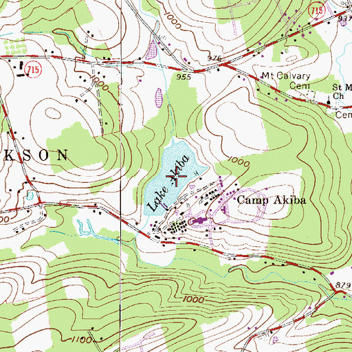 Topographic Map of Lake Akiba, PA