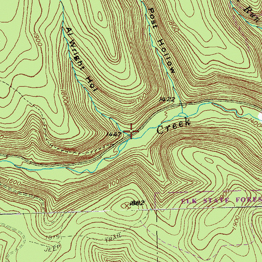 Topographic Map of Al Wright Hollow, PA