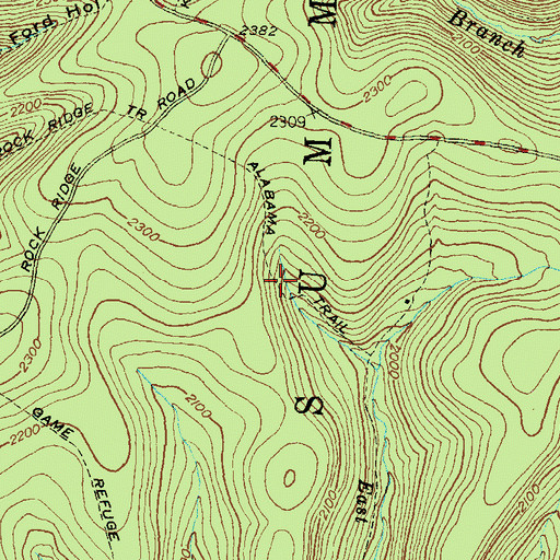Topographic Map of Alabama Trail, PA