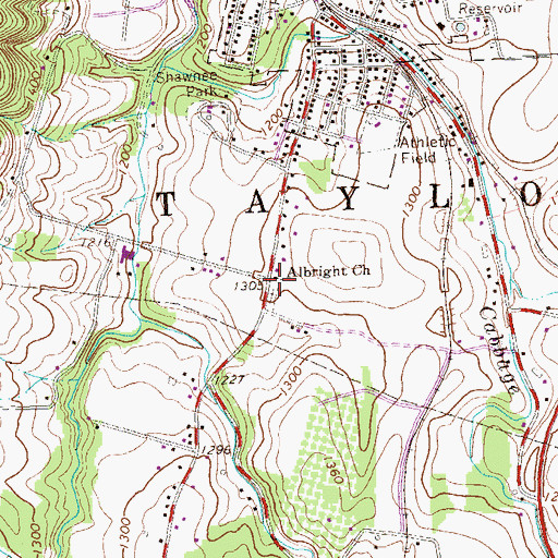 Topographic Map of Albright Church, PA